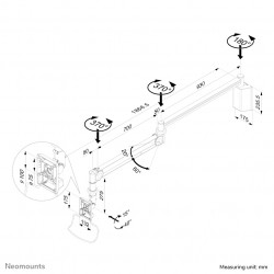 Neomounts FPMA-HAW100HC Support mural pour écran médical 10-32" - h0-170 cm - ressort à gaz