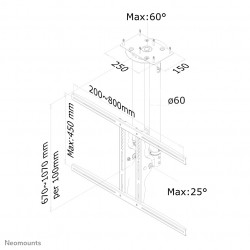 Neomounts PLASMA-C100BLACK Support de plafond pour écran 37-75" - h67-107 cm
