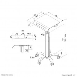 Neomounts MED-M050 Station de travail mobile médicale 10-18" - ressort à gaz