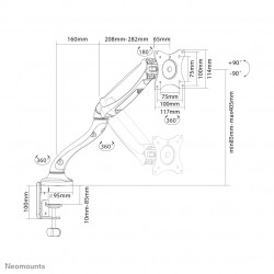 Neomounts NM-D500BLACK Support d'écran à fixer 10-30" - ressort à gaz