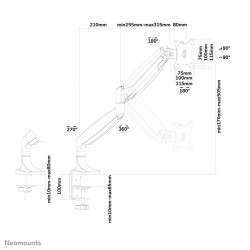 Neomounts NM-D750WHITE Support d'écran à fixer 10-32" - ressort à gaz