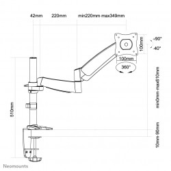 Neomounts FPMA-D950 Support d'écran à fixer 13-27" - ressort à gaz