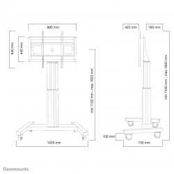 Neomounts PLASMA-M2500SILVER Chariot pour écran 42-100" - motorisé