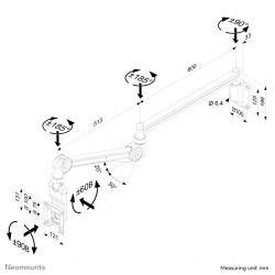 Neomounts FPMA-HAW300 Support mural pour écran médical 10-24" - h115-135 cm - ressort à gaz