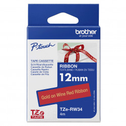Brother TZE-RW34 ruban d'étiquette Doré sur rouge