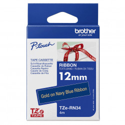 Brother TZE-RN34 ruban d'étiquette Or sur fond bleu marine
