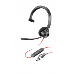 POLY Micro-casque Blackwire 3310 monaural USB-C + adaptateur USB-C/A