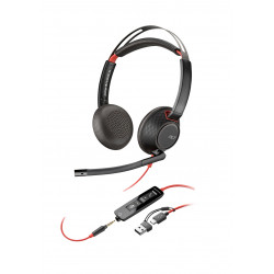 POLY Micro-casque Blackwire 5220 stéréo USB-C + connexion 3,5 mm + adaptateur USB-C/A
