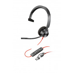 POLY Micro-casque Blackwire 3310 monaural USB-C + adaptateur USB-C/A
