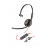 POLY Micro-casque Blackwire 3210 monaural USB-C + adaptateur USB-C/A