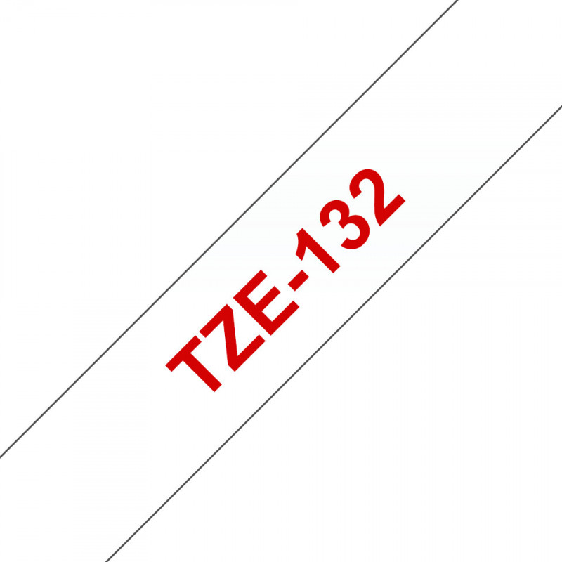 Brother TZE-132 ruban d'étiquette Rouge sur transparent