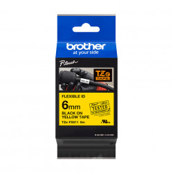 Brother TZE-FX611 ruban d'étiquette Noir sur jaune