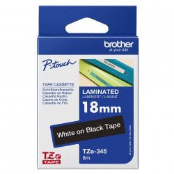 Brother TZE-345 ruban d'étiquette Blanc sur noir