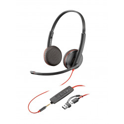 Poly Micro-casque Blackwire 3225 stéréo USB-C + connexion 3,5 mm + adaptateur USB-C/A