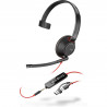 Poly Micro-casque monaural USB-C Blackwire 5210 + prise 3,5 mm + adaptateur USB-C/A