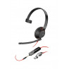 Poly Micro-casque monaural USB-C Blackwire 5210 + prise 3,5 mm + adaptateur USB-C/A