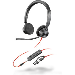 Poly Micro-casque Blackwire 3325 stéréo USB-C + connexion 3,5 mm + adaptateur USB-C/A