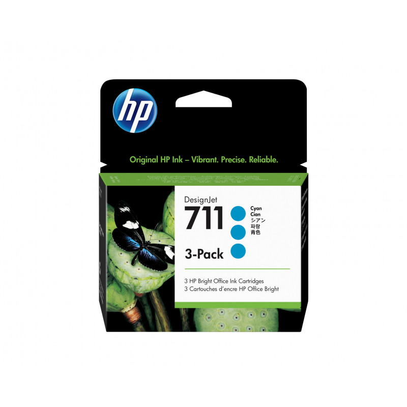 HP 711 pack de 3 cartouches d'encre DesignJet cyan, 29 ml