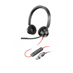 Poly Micro-casque Blackwire 3320 stéréo USB-C + adaptateur USB-C/A