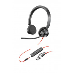 Poly Micro-casque Blackwire 3325 stéréo USB-C + connexion 3,5 mm + adaptateur USB-C/A