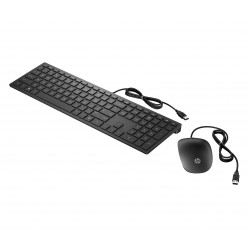 HP PAV WIREDCOMBO KEYBOARD 400 FR clavier Souris incluse Bureau USB Noir