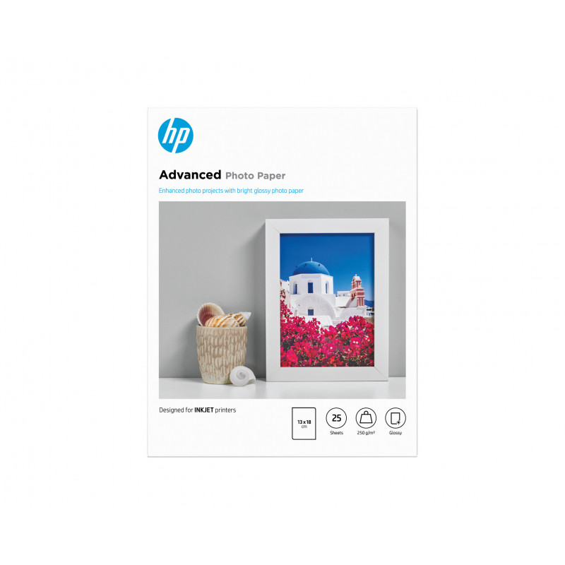 HP Papier photo Advanced, brillant, 250 g/m2, 13 x 18 cm (127 x 178 mm), 25 feuilles