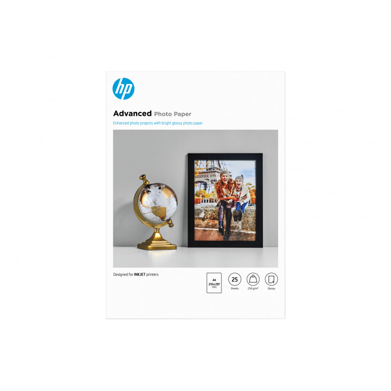HP Papier photo à finition glacée Advanced, 250 g/m2, A4 (210 x 297 mm), 25 feuilles