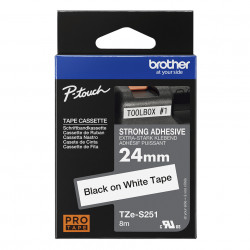 Brother TZE-S251 ruban d'étiquette Noir sur blanc TZ