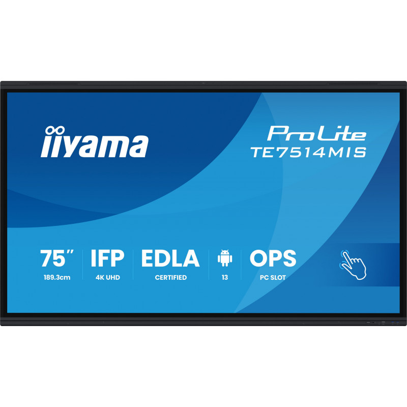 iiyama PROLITE TE7514MIS-B2AG Écran plat de signalisation numérique 190,5 cm (75") LCD Wifi 435 cd/m² 4K Ultra HD Noir Écra