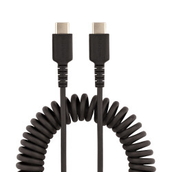 StarTech.com Câble de Charge USB-C de 1m - Adaptateur USB-C vers USB-C Enroulé à Usage Intesif - Câble Thunderbolt 3 en Fib