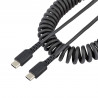 StarTech.com Câble de Charge USB-C de 1m - Adaptateur USB-C vers USB-C Enroulé à Usage Intesif - Câble Thunderbolt 3 en Fib
