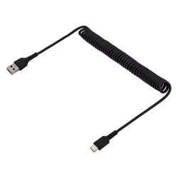 StarTech.com Câble USB vers USB-C de 1m - Cordon USB USB-C Enroulé à Usage Intensif - Câble USB-A vers USB-C en Fibre Arami