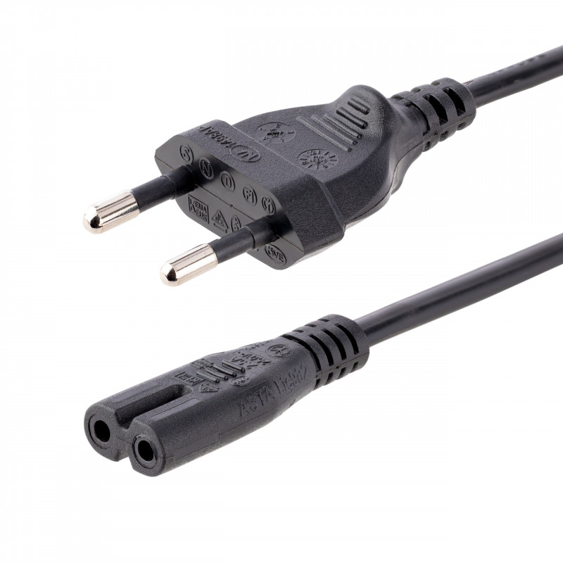 StarTech.com Cordon d'alimentation bipolaire standard EU vers C7 de 1m pour ordinateur portable - M/F - Noir