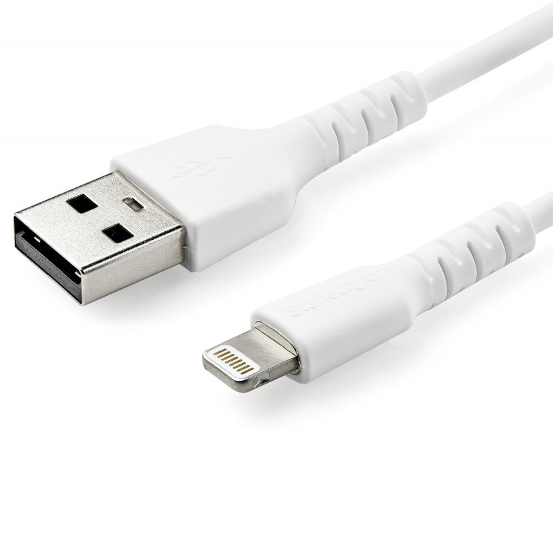 StarTech.com Câble USB-A vers Lightning Blanc Robuste 2m - Câble de Charge/Synchronisation de Type A vers Lightning en Fibre 
