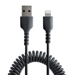 StarTech.com Câble USB vers Lightning de 1m - Certifié Mfi - Adaptateur USB Lightning Noir, Gaine durable en TPE - Cordon Cha