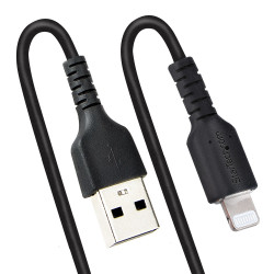 StarTech.com Câble USB vers Lightning de 1m - Certifié Mfi - Adaptateur USB Lightning Noir, Gaine durable en TPE - Cordon Cha