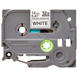 Brother Cassette à ruban pour étiqueteuse TZe-S231 originale – Noir sur blanc, adhésif puissant, 12 mm de large