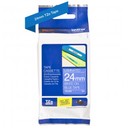 Brother TZe-555 - Cassette à ruban pour étiqueteuse originale – Blanc sur bleu, 24 mm de large