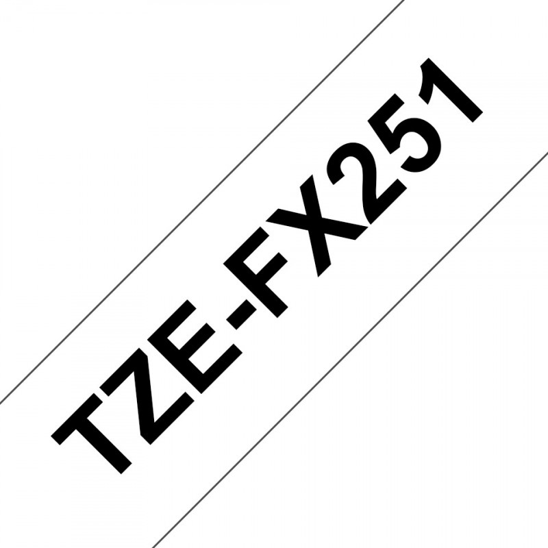 Brother TZe-FX251 - Cassette à ruban pour étiqueteuse originale – Noir sur blanc, 24 mm de large