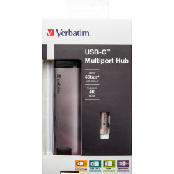 Verbatim 49141 station d'accueil USB 3.2 Gen 1 (3.1 Gen 1) Type-C Noir, Argent
