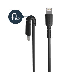StarTech.com Câble USB-A vers Lightning Noir Robuste 2m - Câble de Charge/Synchronisation de Type A vers Lightning en Fibre A