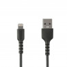 StarTech.com Câble USB-A vers Lightning Noir Robuste 2m - Câble de Charge/Synchronisation de Type A vers Lightning en Fibre A