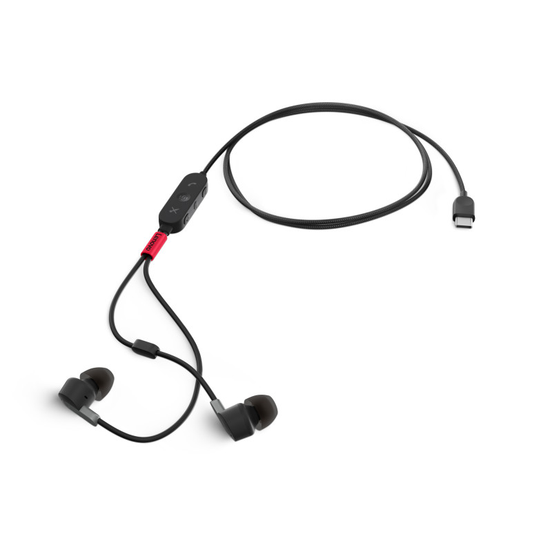 Lenovo 4XD1C99220 écouteur/casque Avec fil Ecouteurs Musique/Quotidien USB Type-C Noir