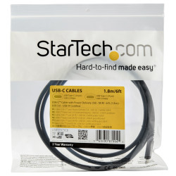 StarTech.com Câble USB-C de 1,8m, USB 5Gbps, 100W (5A) Power Delivery, Certifié Works with Chromebook, 4K 60Hz DP Alt Mode, C