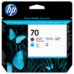 HP 70 tête d'impression noir mat et cyan