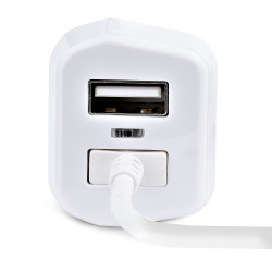StarTech.com Chargeur Voiture Lightning avec Câble Spiralé - Chargeur Iphone 1m - Double Chargeur USB pour Telephones et Tabl