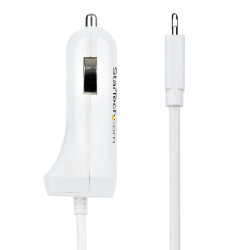 StarTech.com Chargeur Voiture Lightning avec Câble Spiralé - Chargeur Iphone 1m - Double Chargeur USB pour Telephones et Tabl