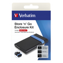 Verbatim Store'N'Go Enclosure Kit Boîtier disque dur/SSD Noir, Bleu 2.5"