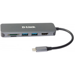 D-Link Hub USB-C 6-en-1 avec HDMI/lecteur de carte/alimentation DUB-2327