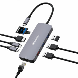 Verbatim CMH-09 USB Type-C 10000 Mbit/s Argent